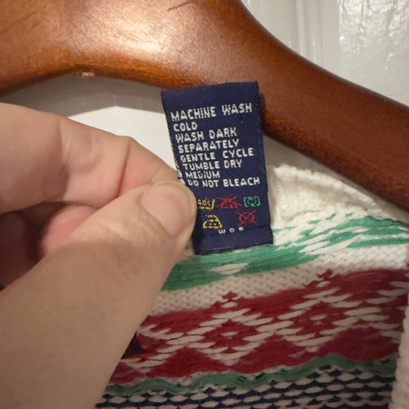 GAP Nautical Fair Isle Sweater Vest Med Coastal Preppy Anchors 100% Cotton - Picture 4 of 7